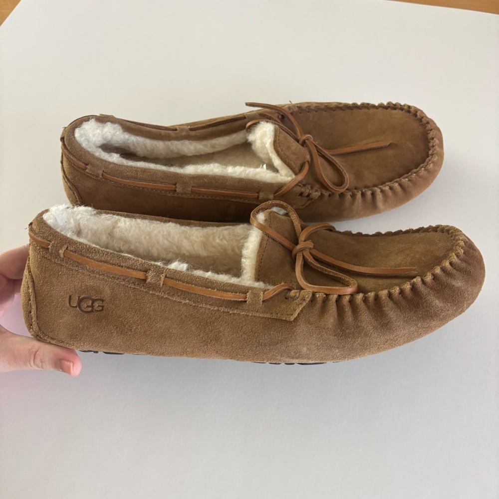 UGG Dakota Suede Sheepskin Moccasin Slippers Chestnut Brown Men’s 11 Fleece